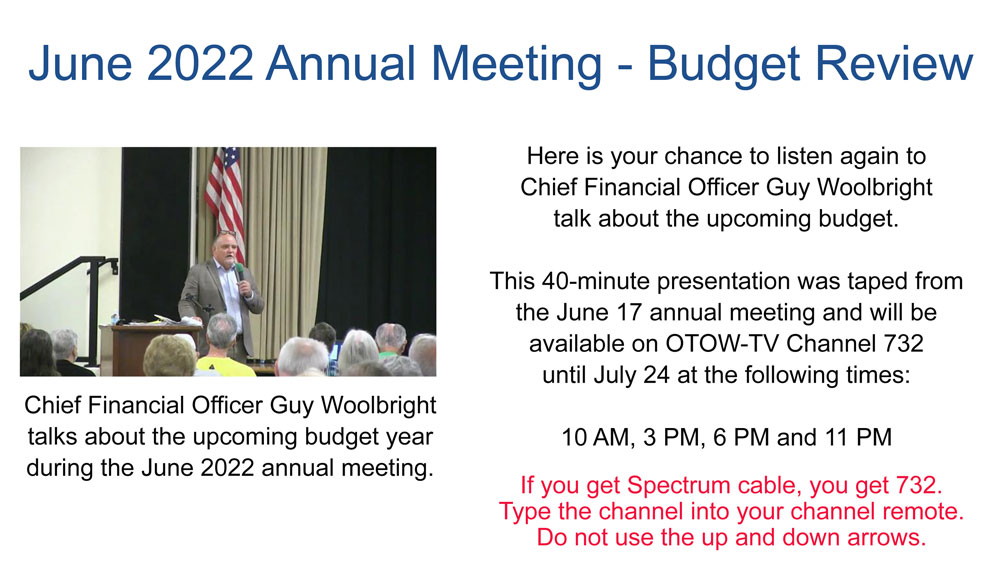 June Annual Meeting Budget Review on Channel 732