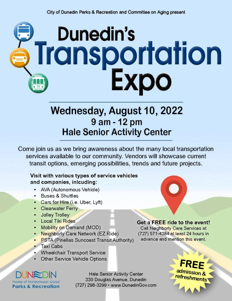 Dunedin's Transportation Expo, Hale Center, Wed., Aug. 10th, 9 am - 12 pm