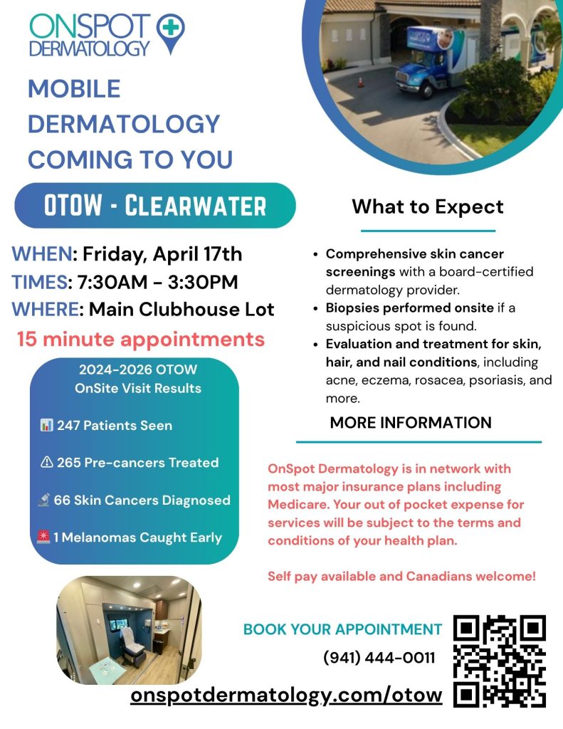 OnSpot Dermatology Fri. Apr. 17, 7:30 - 3:30 - EAC Front Lot