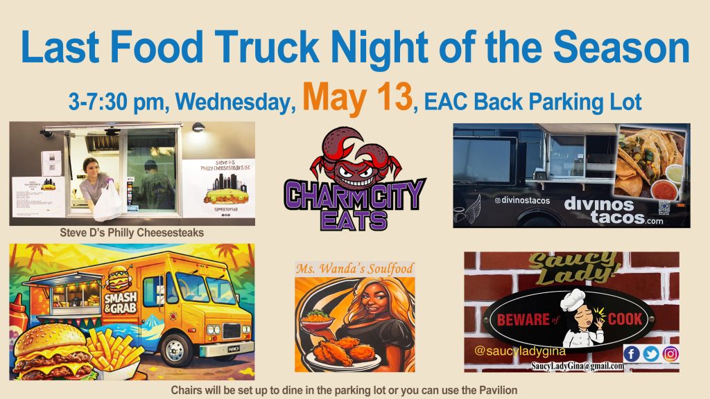 Food Truck Night, May 13th, 3 - 7:30 pm