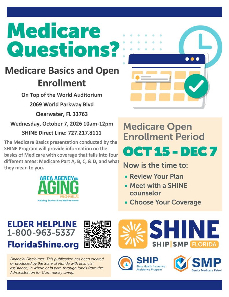 Medicare Basics & Open Enrollment Seminar Wed, Nov 15, 10 am - 12 pm